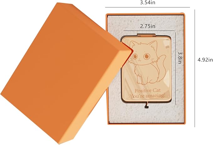 Compact Mirror with Light,1X/3X Magnification LED Pocket Mirror with USB Data Cable,Mini Mirror for Purse Pocket,Travel and Gifts, Small Cute Portable Folding Handheld Mirrors for Women (Cat)