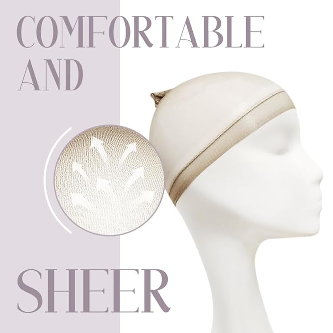 Transparent Wig Caps for Women Lace Front, HD Caps for Wig, Brown 24 PCS