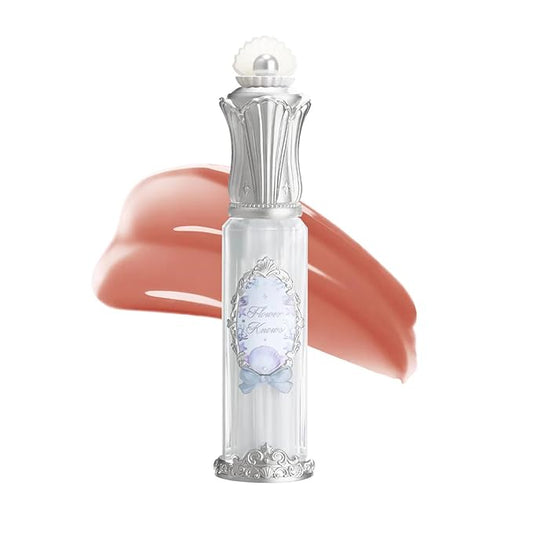 Flower Knows Shell's Jewel Nourishing Lip Glaze,Hydrating Terracotta Nude Lip Gloss with Hyaluronic,Moisturizing Plumping Oil,Non-Sticky,0.16 Fl.Oz(P07 Salty Lychee)