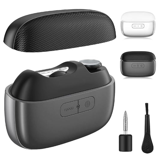 3 in1 Electric Nail Grinder, 2 Speeds Electric Nail Clipper with LED Light, Multifunctional Nail Care Kit for Home and Travel, Portable Manicure Set for Seniors, Gentle Nail Trimmer for Adults (Black)