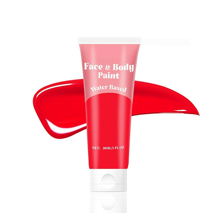 Red face body paintRed Water Based Face Body Paint，Washable Face Paint For Devil Clown Nose Red Body Paint for Halloween SFX Cosplay Costumes Festivals Makeup