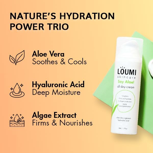 LOUMI Skincare The Glow Pack - Say Aloe! All Day Cream, You Up? Eye Cream, Rose Glow Illuminating Oil, & Revive Retinol Drops - Hydrating, Brightening, Moisturizing Daily Skincare Set for Radiant Skin