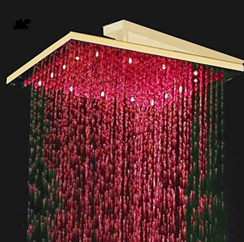 Cascada Luxury Bathroom Shower Set with Luxury Water Power LED Shower Head (Wall Mount) Rainfall Thermostatic 6 Massage Jets Spray Body Shower Set (12", Gold)