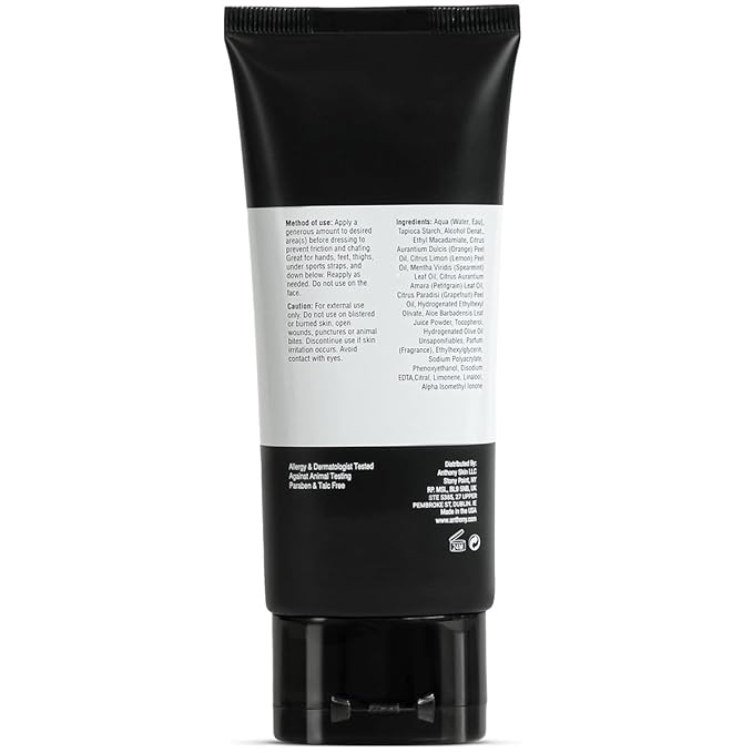 Anthony No Sweat Body Defense Deodorant for Men, Anti-Chafing & Anti-Itch Cream-to-Powder Lotion for Groin, Thighs & Underarms, Talc-Free, Absorbs Moisture, Sweat & Odor Control, 3 fl oz (Pack of 2)