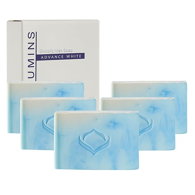 Relumins Glycolic Acid Soap Bar with Aloe and Salicylic Acid – Gentle AHA Mild Peel for Smoother, Soothing Skin | Exfoliating Bar Soap with Professional Spa Formula, 135g x 5 Bars