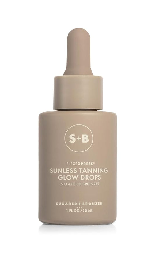 SUGARED + BRONZED Sunless Tanning Glow Drops, Face and Body Self Tanner, Customizable for a Natural Glow, Clean Formula, Streak Free Self Tanning Serum, Suitable for All Skin Types, Vegan, 1 Fl Oz