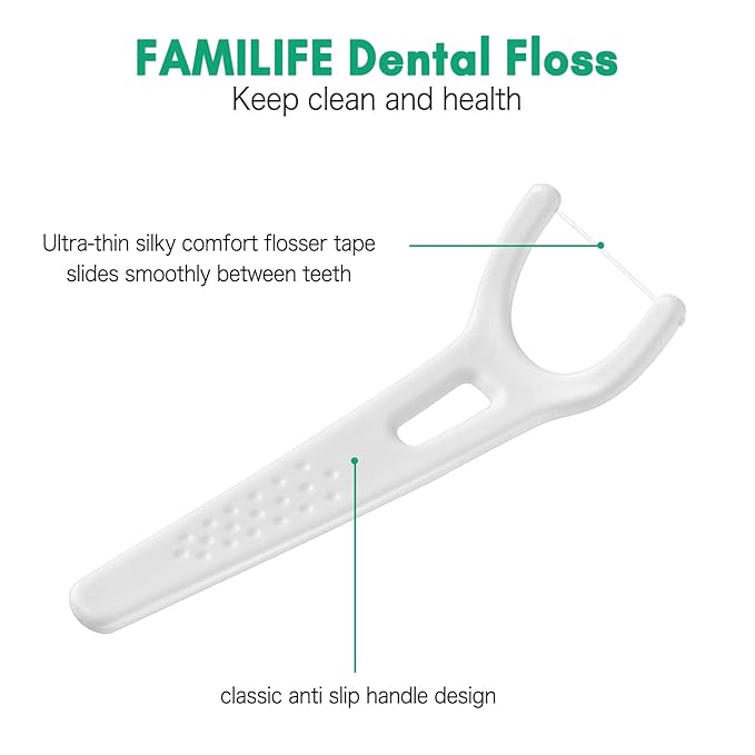 FAMILIFE Dental Floss Unwaxed Dental Floss Picks Unflavored Fluoride Free Back Teeth Toothpicks Flossing Flossers Threaders Sticks with 4 Travel Handy Cases 120 Count