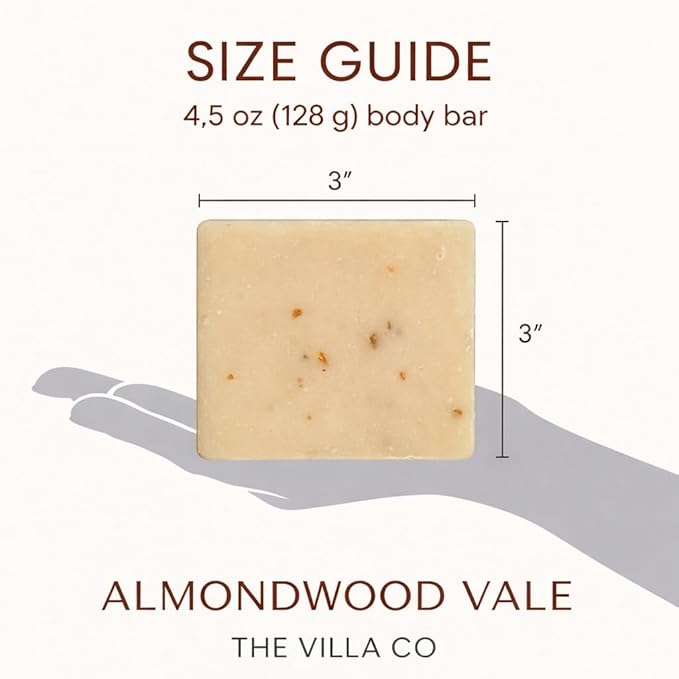 The Villa Co - Almondwood Vale | 4.5oz Exfoliating Body Bar for Women & Men | Artisan Made in USA | Natural Ingredients