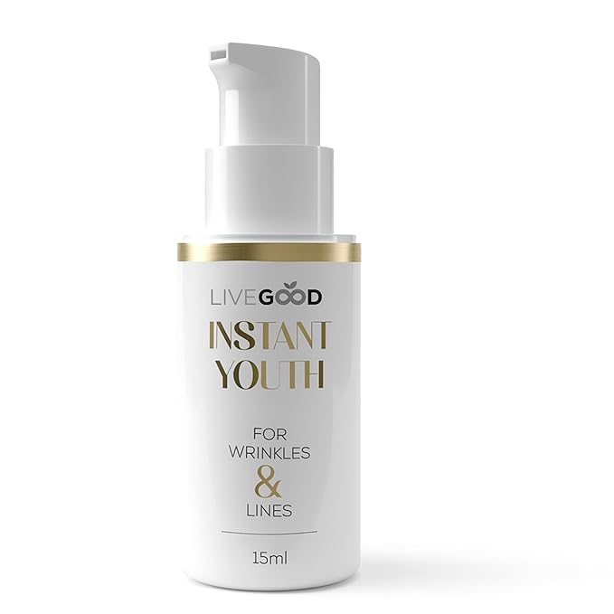 LIVEGOOD Instant Youth Wrinkle Reducer, Face and Eye Smoothing Cream for Fine Lines and Puffiness, Fast-Absorbing Silicate Formula for Temporary Firming and Visible Results in Minutes (30 mL)