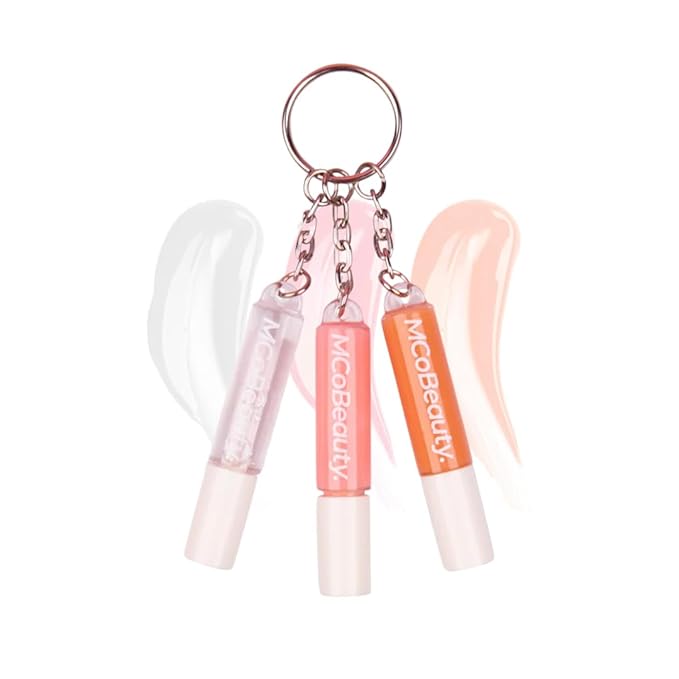 MCoBeauty - Lip Gloss Trio - 3-in-1 Gloss Keyring with Three Shades for On-the-Go Hydration & Shine - Vegan, Cruelty-Free Lip Makeup - Stocking Stuffers for Teen Girls and Women, Christmas Gifts