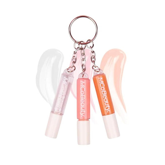 MCoBeauty - Lip Gloss Trio - 3-in-1 Gloss Keyring with Three Shades for On-the-Go Hydration & Shine - Vegan, Cruelty-Free Lip Makeup - Stocking Stuffers for Teen Girls and Women, Christmas Gifts