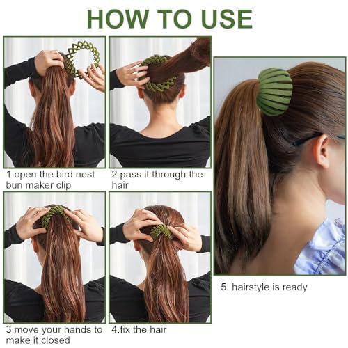 Bird Nest Magic Hair Clips - 2025 New Hair Accessories for Women Thick or Thin Hair, Expandable Hair Bun Makers Plastic Hair Barrettes Hair Scrunchies Lazy Birds Nest Plate Hairpin
