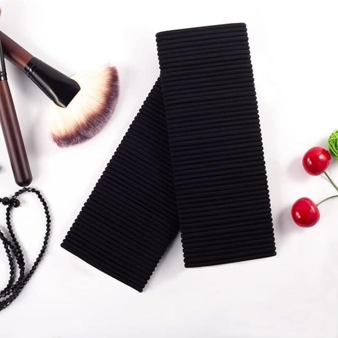 100pcs Womens Elastics Hair Tie, 4MM Black Ponytail Holders Hair Bands, 2 Inch in Diameter Elastic Band for Medium to Thick Hair (4mm Black)