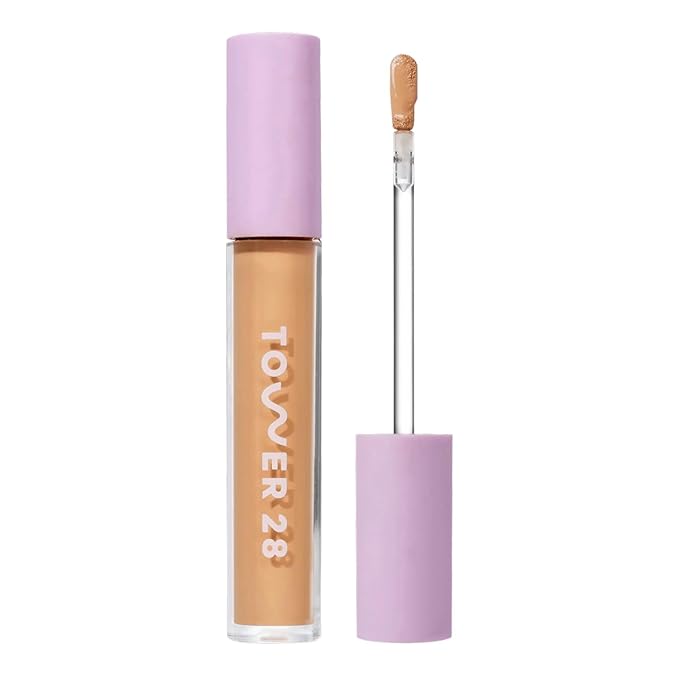 Tower 28 Swipe Serum Concealer - Hydrating Medium-Full Coverage Concealer + Under Eye Brightener - Skin Care Infused Makeup with Hyaluronic Acid + Soothing Centella - 11 Tan/Medium Warm (0.22 oz)