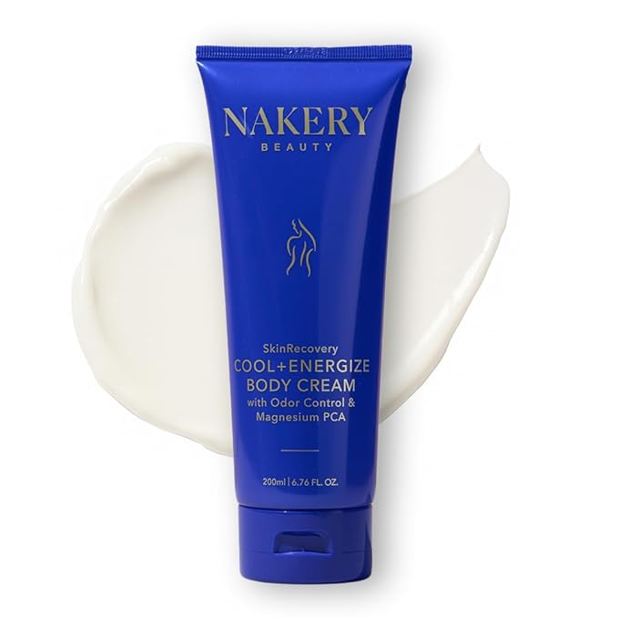 Nakery SkinRecovery Cool + Energize Cooling Body Cream, Magnesium Body Lotion for Hot Flashes, Firming Moisturizer with Menthol and Caffeine, Calming Skincare for Women 50+, Made in USA