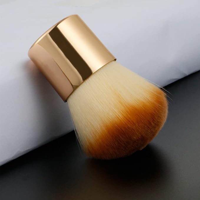 2 Pieces Kabuki Brushes Powder Brush Blush Brush Foundation Brush Bronzer Brush Face Blender Brush Mineral Blending Buffing Concealer Brush Multifunction Cosmetic Tools Portable Makeup Brush (Golden)