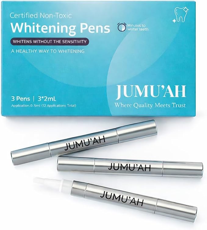 Jumu’ah Teeth Whitening Pen, Enamel Safe - NO Sensitivity - Oral Care Teeth Whitener Pen, Vegan & Gentle on Teeth Professional Stain Removal (Pack of 3)
