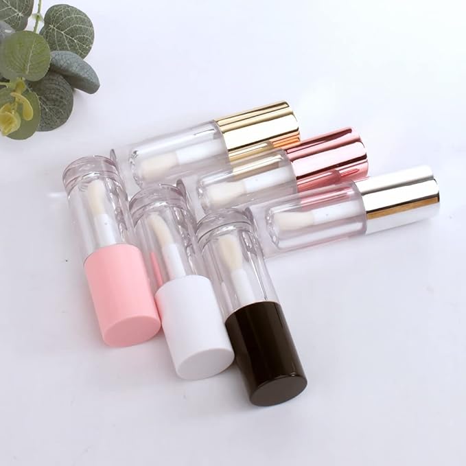 COSIDEA 14pcs Empty 6ml big doe foot wand Chunky lip gloss tubes for DIY lipgloss,Pink round lipgloss containers tubes with thick wand (Rose gold)