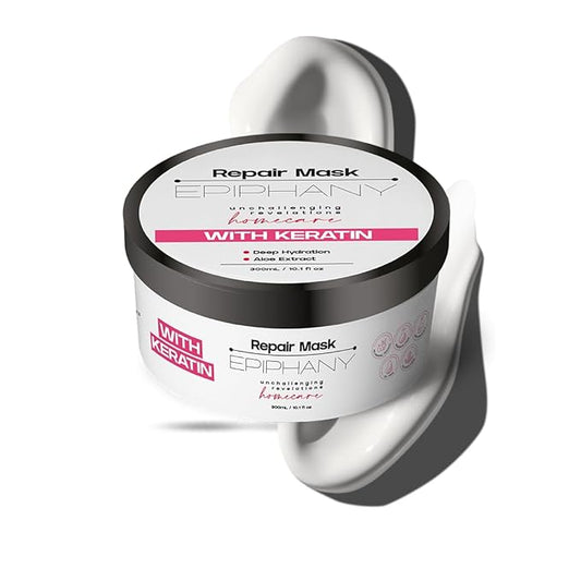 Epiphany Keratin Repair Hair Mask–Deep Conditioning Treatment for Dry, Damaged, Overprocessed & Color-Treated Hair–Strengthens, Restores &Hydrates with Aloe, VitaminE & Botanical Extracts–Sulfate-Free