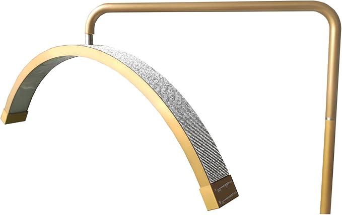Bling Half Moon Lash Light | Dimmable LED Diamond Esthetician Light for Eyelash Techs - LED Floor Lash Lamp with Adjustable Height, Touch Control & Stable Base | Warm & Cool Tones | Gold