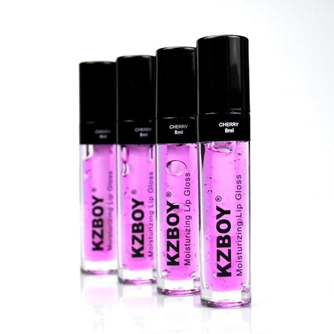 KZBOY Lip Gloss Hydrating Lip Oil Cherry Scented 8ml Moisturizing Lip Gloss for Dry Lips High Shine Smooth Finish Clear Purple Shade (Cherry)