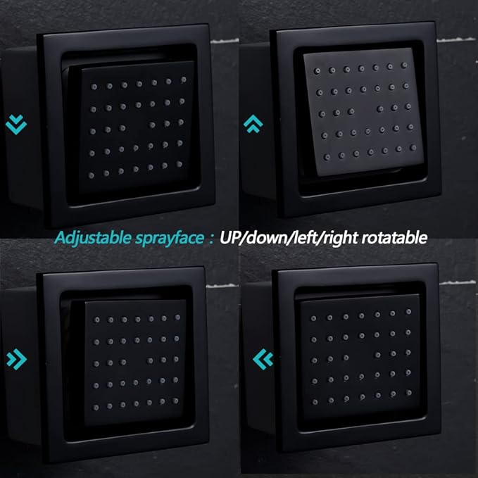 KATAIS Shower System with 12X35 inch Overshower and Dual Side ShowerHead(8 inch), 4 PCS Body Jet and HandHeld Spray, Dual Thermostatic Valve Kit Can Achieve 8 Shower Functions, Matte Black