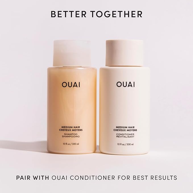 OUAI Medium Shampoo - Hydrating Shampoo with Coconut Oil, Babassu, Kumquat Extract and Keratin - Strengthens, Nourishes and Adds Shine - Paraben, Phthalate and Sulfate Free Hair Care Products (10 Oz)
