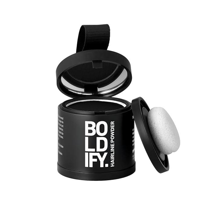 BOLDIFY Hairline Powder (LARGE, 10g) - Root Touch Up Hair Color for Gray Coverage - Bald Spot Concealing Hair Powder for Women & Men - 24-Hour Stain-Proof - Black