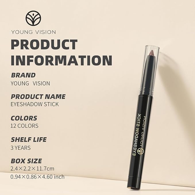 YOUNG VISION Eyeshadow Stick, Shimmer and Matte Cream Eye Shadow Brightener Sticks Eyeliner Pencil Crayon, Waterproof Long Lasting Eye Highlighter Stick Makeup,0.056 Oz(#3-Desert) (01)