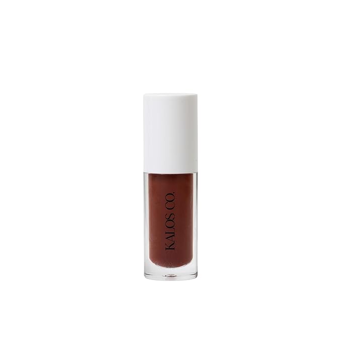 Kalos Co. Tinted Lip Oil with Tallow & Lanolin – Hydrating Balm-Gloss Hybrid with Cherry Seed Oil & Castor Oil – Natural Mineral Pigments, Nourishing Moisture, Non-Sticky Shine (5 Shades) (Mahogany)