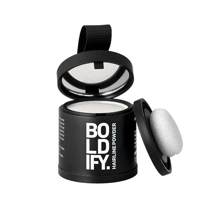 BOLDIFY Hairline Powder (LARGE, 10g) - Root Touch Up Hair Color for Gray Coverage - Bald Spot Concealing Hair Powder for Women & Men - 24-Hour Stain-Proof - White