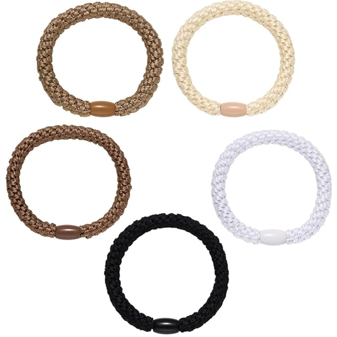 Hair Ties for Thick Hair 30 Pcs Elastics Hair Bands Ponytail Holders No Damage No Crease Hair Elastics For Women Girl(NATURAL MIX)