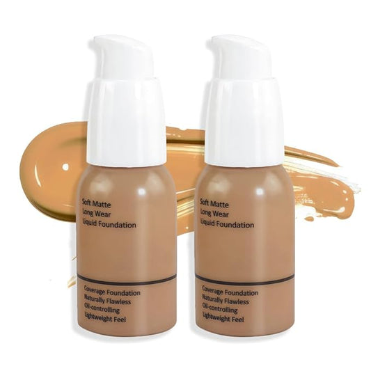 2Pcs Matte Liquid Full Coverage Foundation, Flawless Soft of 2)