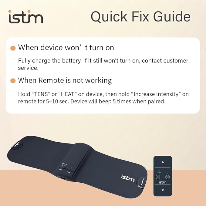 iStim X1 Wireless Heat TENS Unit Muscle Stimulator for Back Pain Relief - Rechargeable Massager with Remote Control,15 Intensity and Japanese Gel Pads