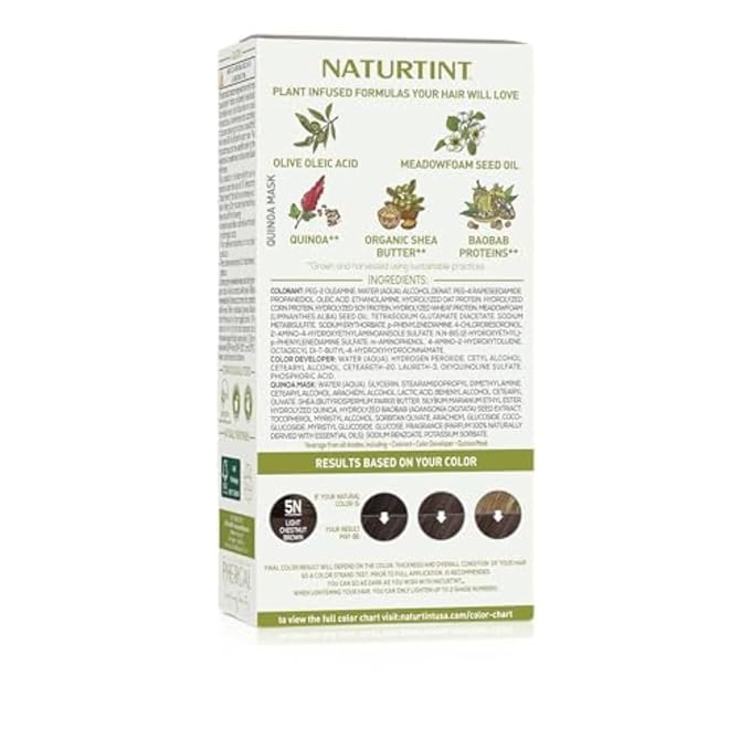 Naturtint 5N Light Chestnut Brown Permanent Hair Color (Pack of 6), Ammonia Free, Vegan, Cruelty Free, up to 100% Gray Coverage, Long Lasting Results (Packaging may vary)