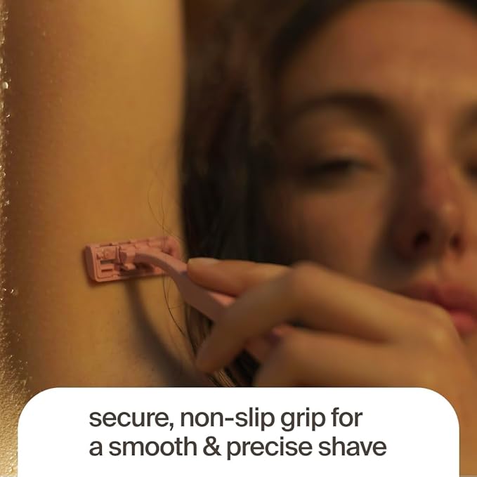 Plastic-Free Disposable Razors – 5 pieces, 3 blades – Sustainable shaving for a zero-waste routine (Rose)
