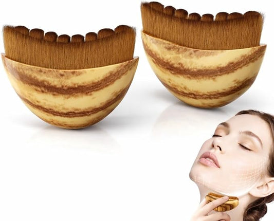 Lymphatic Contour Face Brush, Lymphatic Drainage Massager for Chin & Neck, Sculpting & Lifting Facial Massage Tool, Reduces Puffiness & Restores Definition, Soft Bristles for All Skin Types 2 Pack