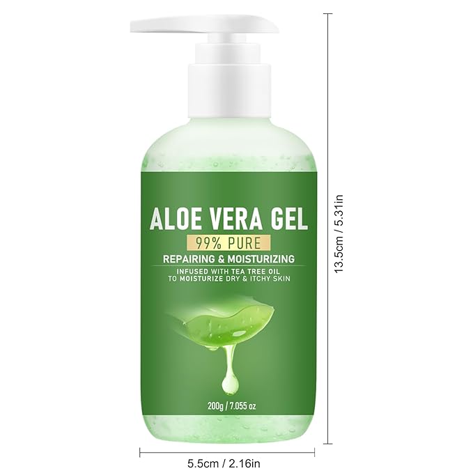 99% Pure Aloe Vera Gel for Face & Body，Aloe Vera Gel Body Moisturizer Cream，Deeply Hydrates and Moisturizes Dry Skin and Soothes Sunburns，Suitable for All Skin Types，7.055Fl Oz