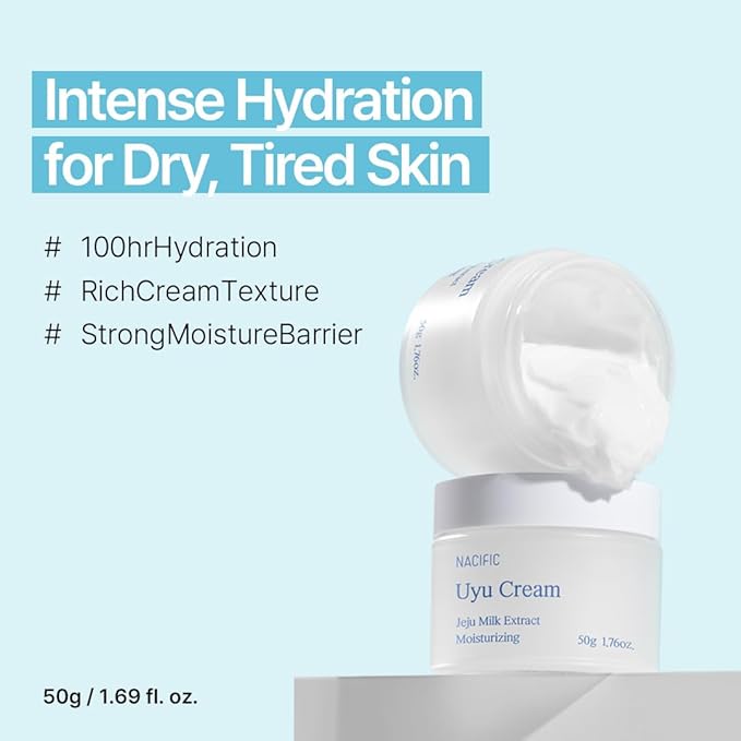 NACIFIC Jeju Uyu Cream Facial Cream 1.69fl. oz. 50G with Jeju Milk Extract Ceramide 5 Complex Moisture Lasting Natural Ingredients Korean Skin Care