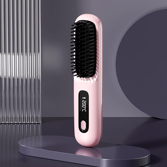 Cordless Hair Straightener Brush 3-in-1: Straightener, Curler & Smoother | Go Brush Pro 2026 with Ionic Anti-Static Technology | 3 Adjustable Heat Settings, USB Rechargeable, for All Hair Types