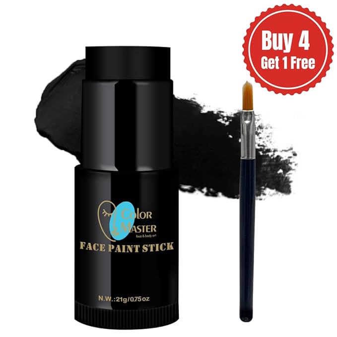 ColorMaster Eye Black Face Body Paint Stick (0.75oz) | Black Face Paint, Body Paint, Colored EyeBlack Baseball for Kids, & Foundation Cream Makeup, Face Painting Kit for Halloween