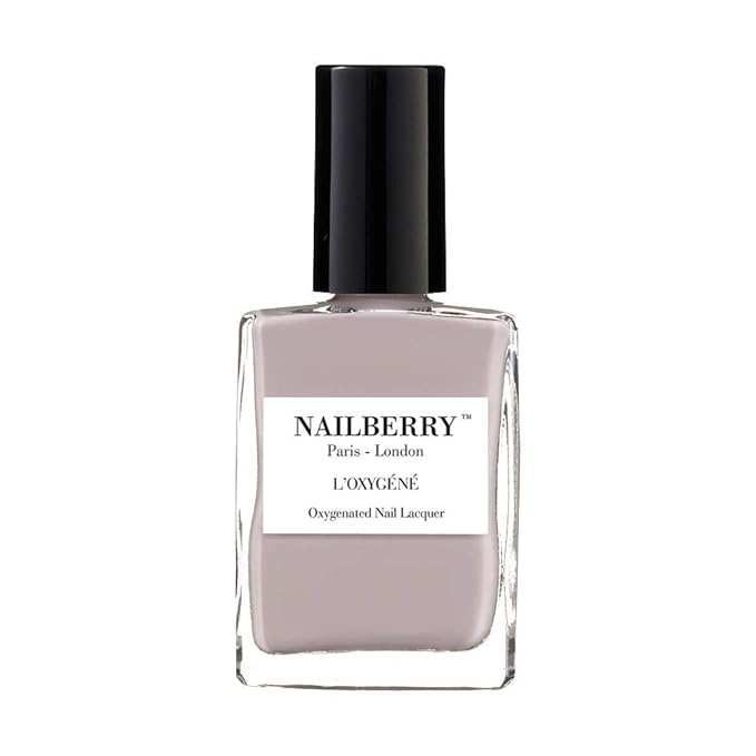 Nailberry L'Oxygéné Oxygenated Nail Lacquer | Mystere | Light Creamy Lilac Opaque Nail Polish | UV Protected Long-Wear Nail Polish | 12-Free | Vegan | Certified Halal | Cruelty & Gluten Free | 15 ml