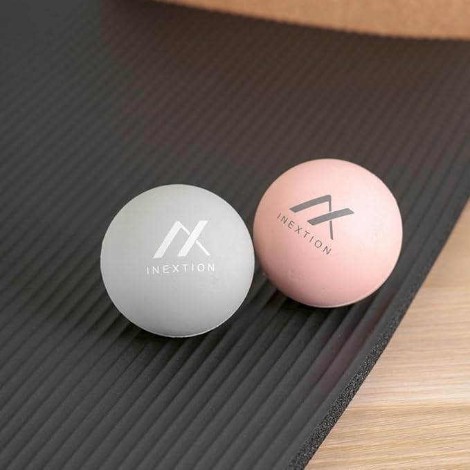 Therapy Massage Balls (2-Pack), High-Density Fascia Balls for Targeted Muscle Relaxation & Daily Recovery - 50D & 65D Hardness Options (Serene Gray + Soothing Pink (65D+50D))