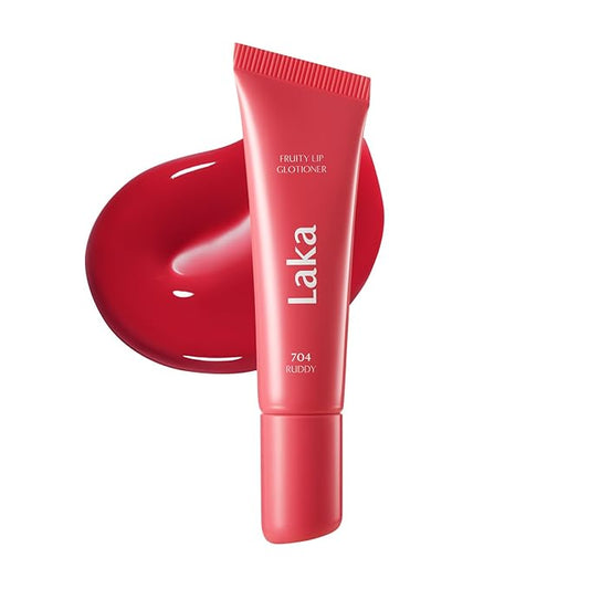 Laka Fruity Lip Glotioner, 10ml/0.33 fl.oz, Lip Gloss with High Shine Vivid Colors, Jelly tip for Hygienic & Easy Application, K-Beauty (#704 Ruddy)