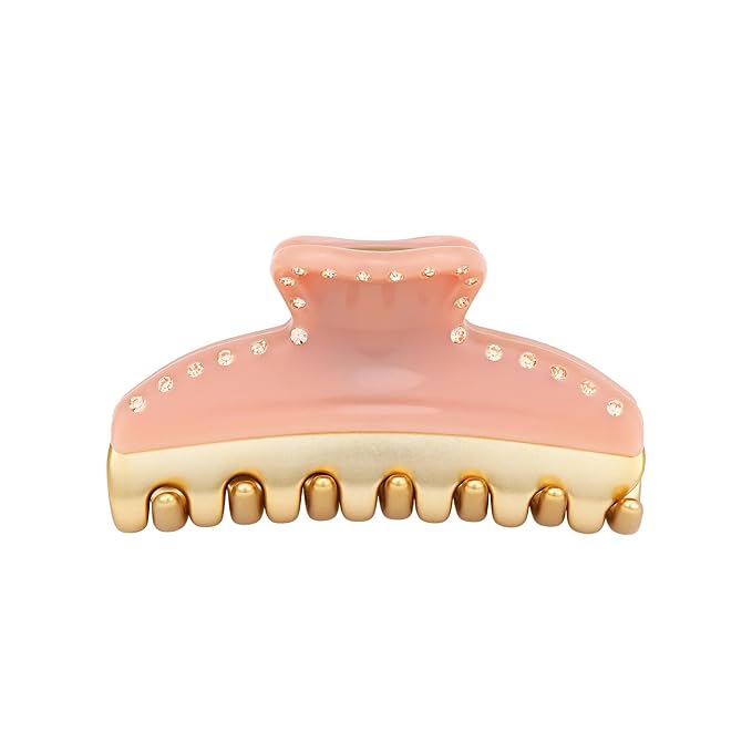 Premium Claw Clips for Women, 3 Inch Medium Hair Clips for Thick Thin Hair, Gold Hair Accessories, Strong Hold Non-Slip French Hair Clip for Teen Girls, Valentine's Day Gift for Her, Pink