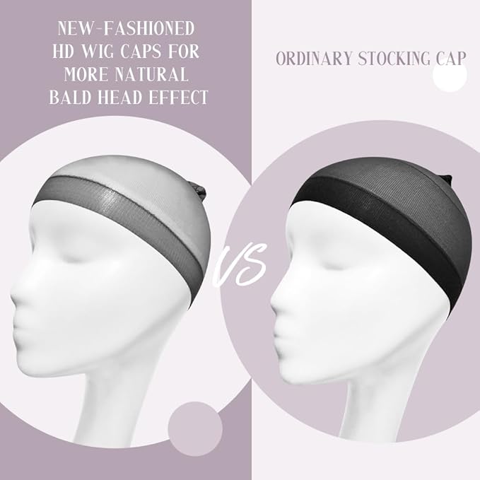 HD Wig Caps for Women, Sheer Wig Caps for Lace Front, Black 24 PCS