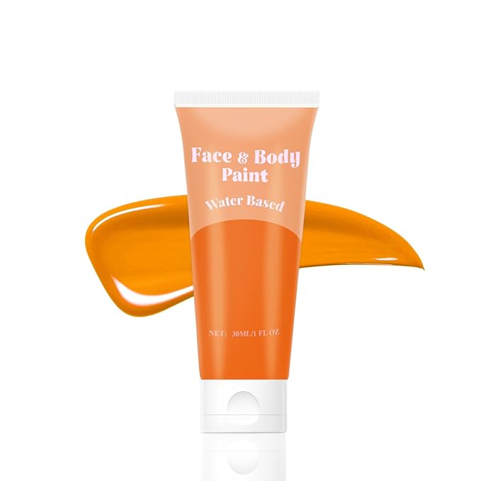 Orange Face Body Paint，Water Based Cream Orange Face Body Paint for Starfire Festivals Halloween Cosplay SFX Pumpkin Makeup,Washable&Full Coverage