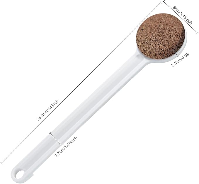 Straight Handle Pumice Stone - Professional Firm Control Foot Scrubber for Stubborn Calluses - Natural Dead Skin Remover & Pedicure File for Feet and Hands - 14“