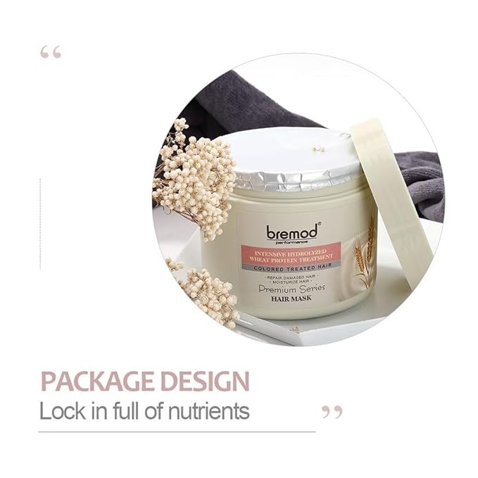 Bremod Performance Vitamin B5 & Collagen Hair Mask Deep Repair Treatment for Dry, Damaged Hair Strengthens, Moisturizes, Boosts Volume, Creates Soft, Workable Hold 16.9 Fl Oz
