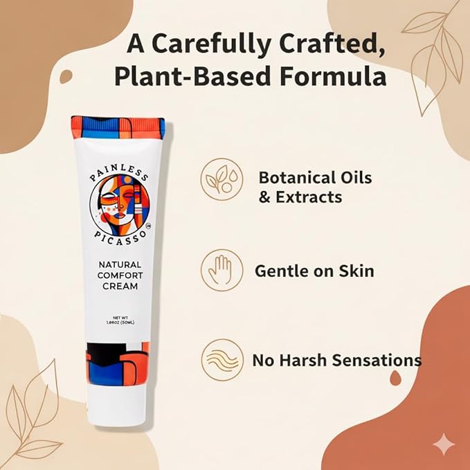 Painless Picasso Plant-Based Skin Prep Cream – Body Moisturizer for Cosmetic Use & Skin Conditioning – 1.69 oz